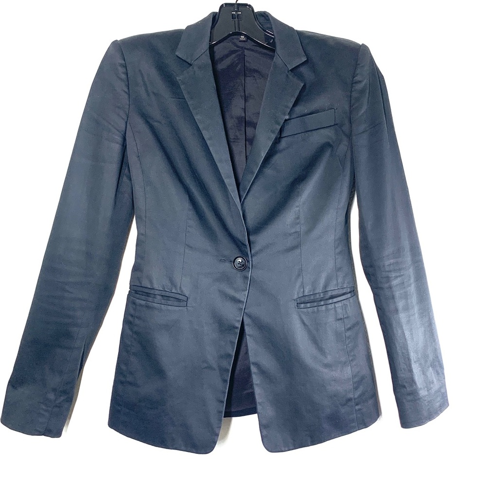 Express Black One Button Fitted Lapel Business Blazer